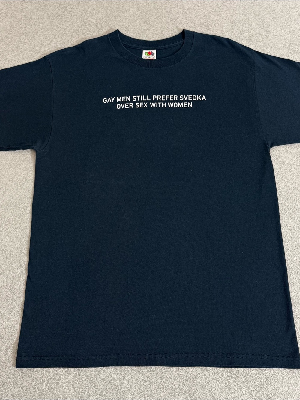 Vintage Svedka Vodka Liquor Promo T-shirt Size L Gay Humor Quote LGBTQ Funny Y2K
